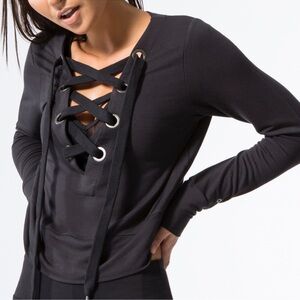 Alo grommet lace up  long sleeve shirt